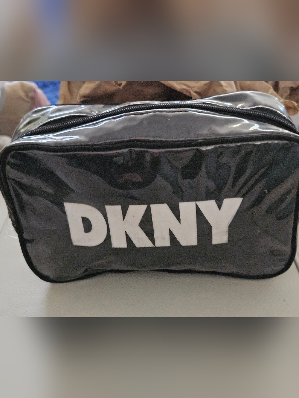 DKNY Black Toiletry Bag with White Logo